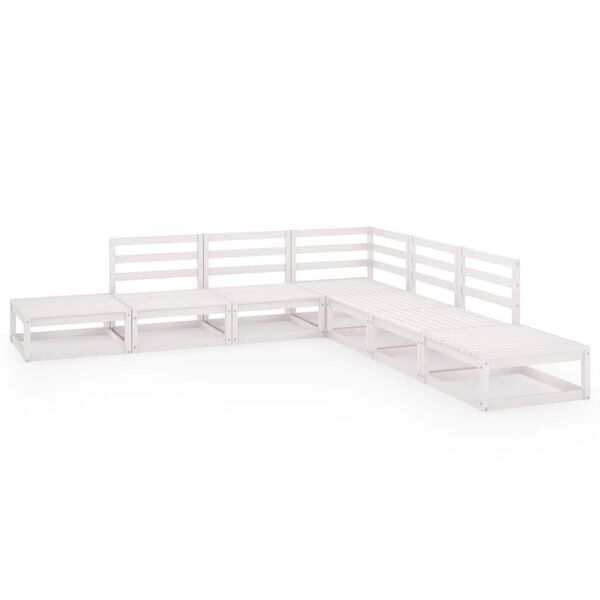 vidaXL Set Divani da Giardino 7 pz Bianco in Legno Massello di Pino