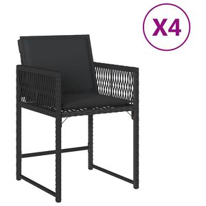 vidaXL Sedie da Giardino con Cuscini 4 pz Nere in Polyrattan