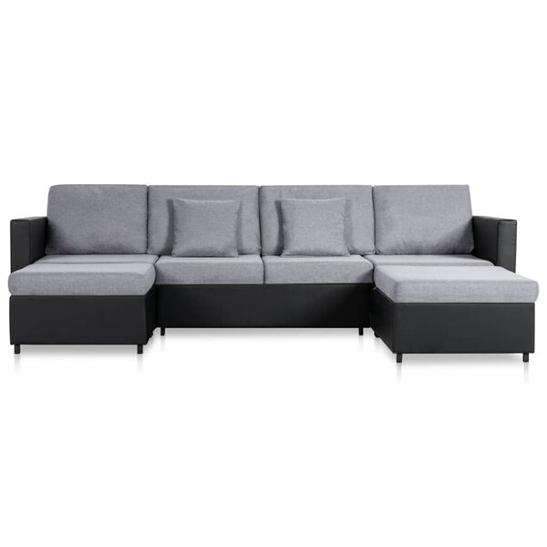 vidaXL Divano Letto a 4 Posti in Similpelle Nero