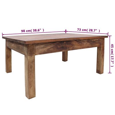 vidaXL Tavolino da Salotto in Legno Massello di Recupero 98x73x45 cm