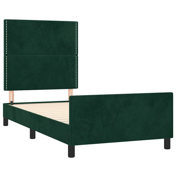 vidaXL Giroletto senza Materasso Verde Scuro 90x200 cm in Velluto