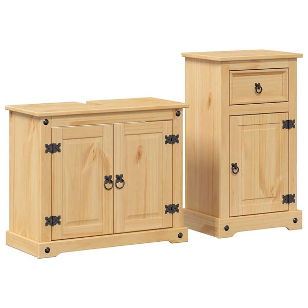 vidaXL Set Mobili da Bagno 2 pz Corona in Legno Massello di Pino