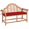 vidaXL Panca da Giardino con Cuscino Rosso 120 cm in Legno di Teak