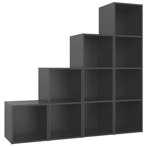 vidaXL Set Mobile TV 4 pz Grigio in Legno Multistrato