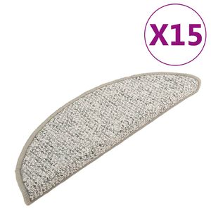 vidaXL Tappetini per Scale 15 pz Grigio Chiaro 56x17x3 cm