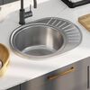 vidaXL Lavello da Cucina con Filtro e Sifone Ovale in Acciaio Inox