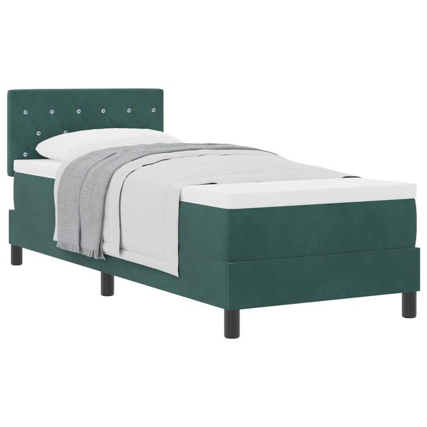 vidaXL Letto a molle con materasso Verde Scuro 80 x 200 cm Velluto