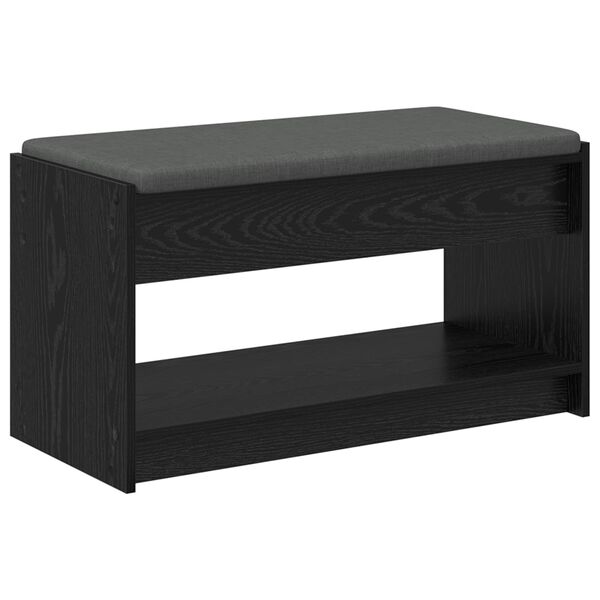 vidaXL Panca per ingresso con cuscino Rovere Nero 83 x 38 x 45 cm
