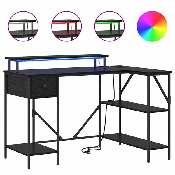 vidaXL Scrivania Rovere Nero 120 x 79 x 86,5 cm Legno multistrato