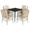 vidaXL Set da Pranzo da Giardino 5 pz con Cuscini Beige in Polyrattan