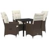 vidaXL Set da Pranzo per Giardino 5 pz Marrone polyrattan