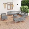 vidaXL Set Salotto da Giardino 12 pz in Legno Massello di Pino Grigio