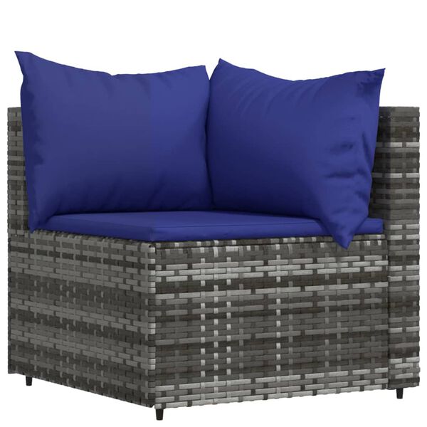 vidaXL Set Divani da Giardino 3 pz con Cuscini in Polyrattan Grigio