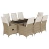 vidaXL Set da Bistr&ograve; da Giardino 9 pz con Cuscini Beige in Polyrattan