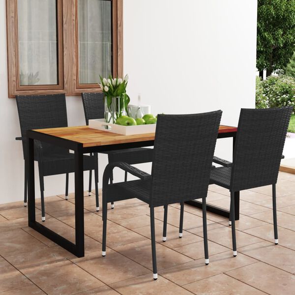 vidaXL Set Mobili da Pranzo per Giardino 5 pz Nero