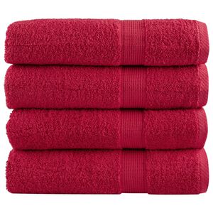 vidaXL Asciugamani da bagno Premium SOLUND 4 pezzi Rosso 100x150 cm 600 g/m&sup2;