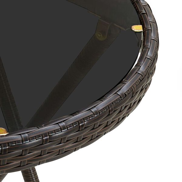 vidaXL Tavolino da Salotto Marrone 60 cm Polyrattan e Vetro Temperato