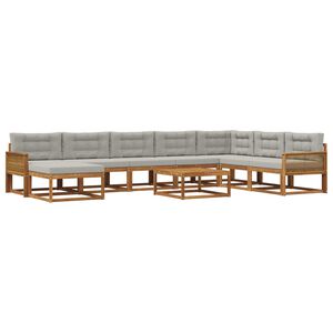 vidaXL Set di divani da esterno 9 pcs Naturale e Grigio Chiaro