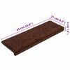 vidaXL Tappetini per scale 15 pz 65x21x4 cm Marrone Bordo rettangolare