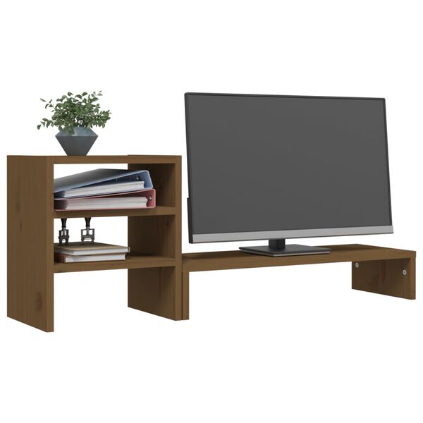 vidaXL Supporto per Monitor ambra 81x20x30 cm Legno Massello di Pino