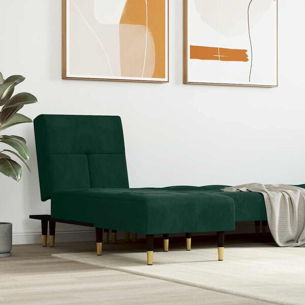 vidaXL Chaise Longue in Velluto Verde Scuro