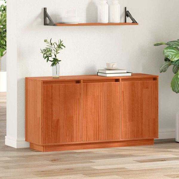 vidaXL Credenza Rovere Marrone 111 x 34 x 60 cm Pino massello