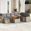 vidaXL Set Divano da Giardino 9 pz con Cuscini Beige Polyrattan Acacia