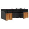vidaXL Set Divano da Giardino 6 pz con Cuscini Nero in Polyrattan