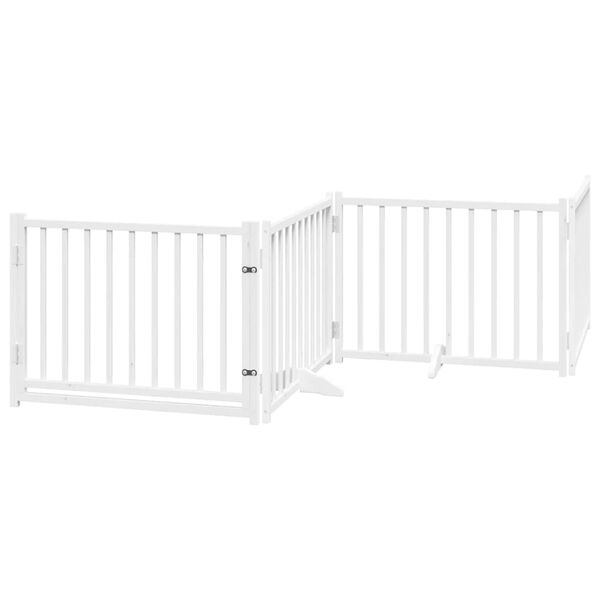 vidaXL Cancello Cani Porta Pieghevole Bianco 12 Pannelli 960 cm Pioppo