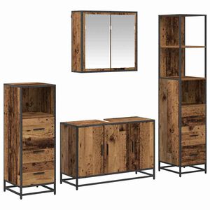 vidaXL Set di mobili per il bagno con cassetto 4 pcs Legno vecchio