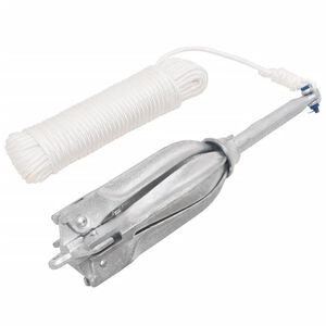 vidaXL Ancora Pieghevole con Corda Argento 10 kg Ghisa Zincata a Caldo