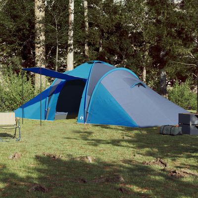 vidaXL Tenda da Campeggio per 6 Persone Blu Impermeabile