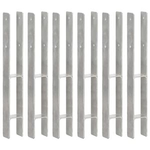 vidaXL Picchetti per Recinzione 6 pz Argento 7x6x60 cm Acciaio Zincato