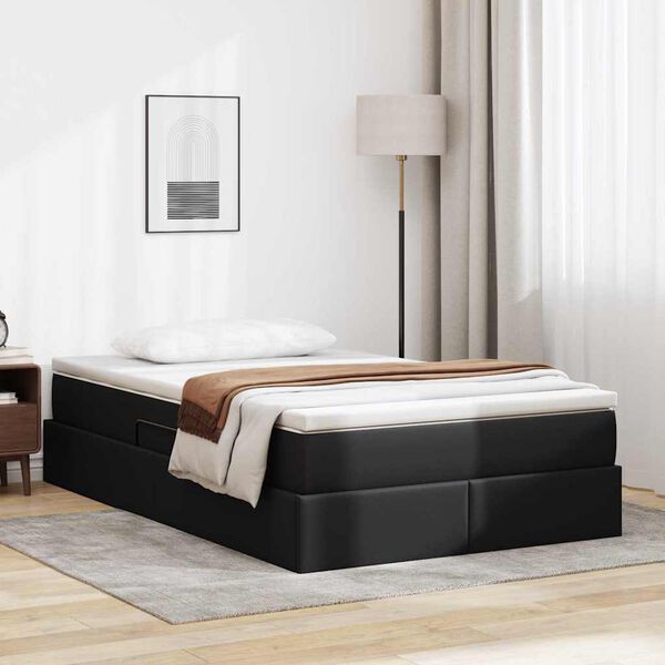 vidaXL Letto con contenitore e materasso Nero 120 x 200 cm