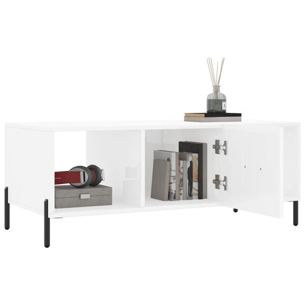 vidaXL Tavolino da Salotto Bianco Lucido 102x50x40cm Legno Multistrato