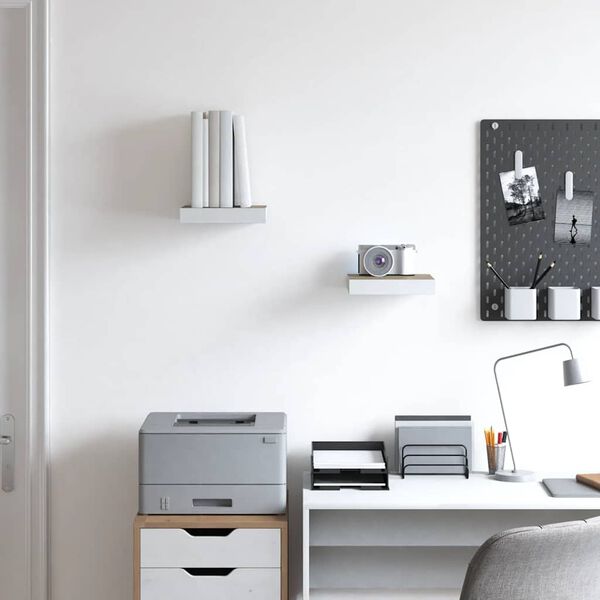 vidaXL Scaffali a Parete 2 pz Rovere e Bianco 23x23,5x3,8 cm in MDF