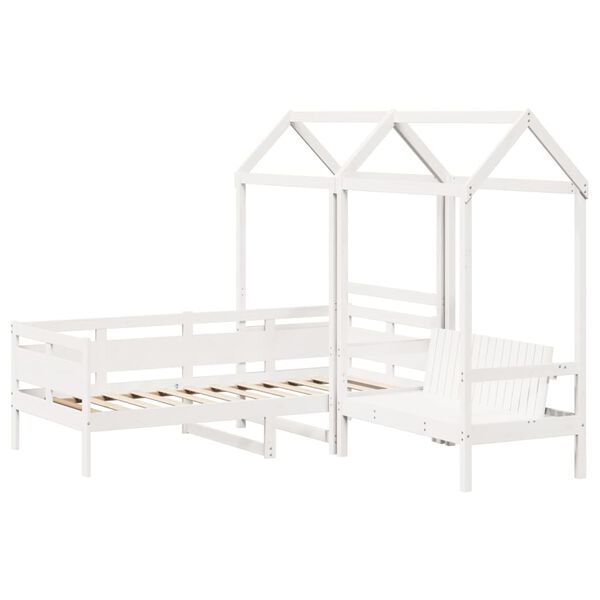vidaXL Set Dormeuse e Panca con Tetto Bianco 80x200cm Massello Pino
