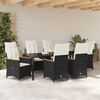 vidaXL Set da Pranzo per Giardino con cuscino 7 pcs Nero polyrattan