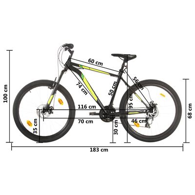 vidaXL Mountain Bike 21 Speed 27,5" Ruote 50 cm Nero