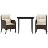 vidaXL Set da Pranzo da Giardino 3pz con Cuscini in Polyrattan Marrone