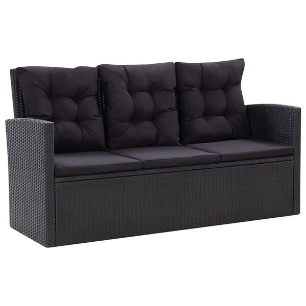 vidaXL Set Divani da Giardino 6 pz con Cuscini in Polyrattan Nero