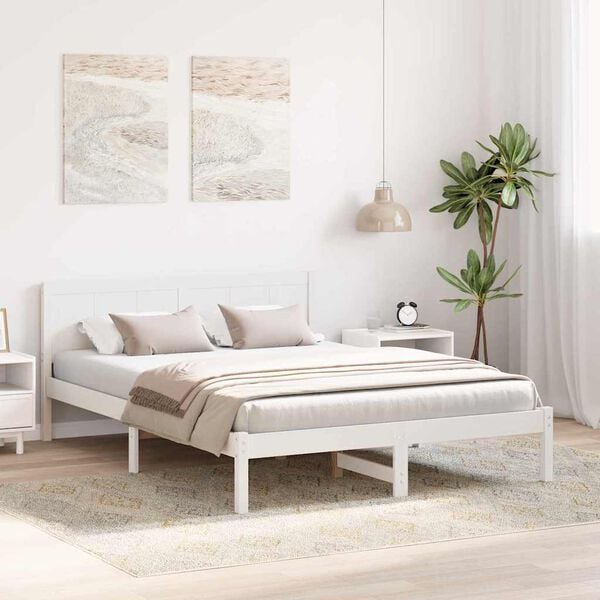 vidaXL Struttura del letto Bianco 150 x 200 cm Legno massello di pino