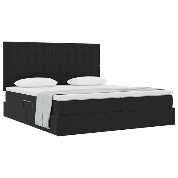 vidaXL Letto con Contenitore con materasso Nero 180 x 200 cm Velluto