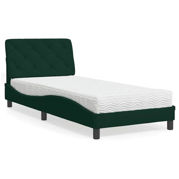 vidaXL Letto con Materasso Verde Scuro 80x200 cm in Velluto