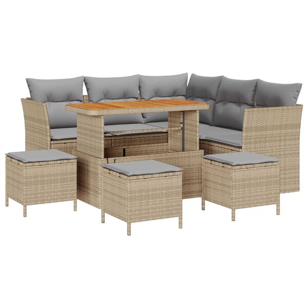 vidaXL Set Divano da Giardino 9 pcs Beige polyrattan