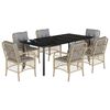 vidaXL Set Pranzo da Giardino 7 pz con Cuscini Beige Misto Polyrattan
