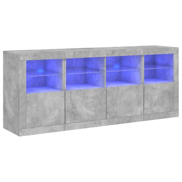 vidaXL Credenza con Luci LED Grigio Cemento 163x37x67 cm
