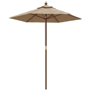 vidaXL Ombrellone da Giardino con Palo in Legno Tortora 196x231 cm