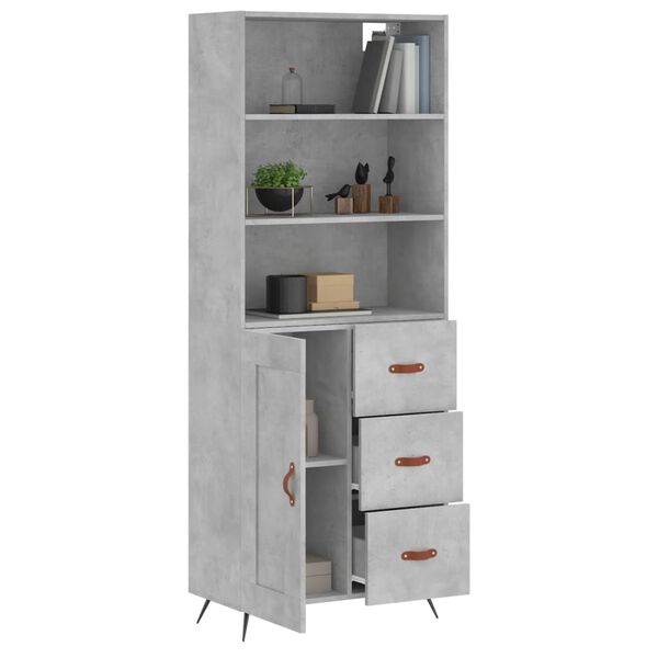 vidaXL Credenza Grigio Cemento 69,5x34x180 cm in Legno Multistrato
