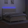 vidaXL Letto a Molle con Materasso e LED Crema 180x200 cm in Tessuto